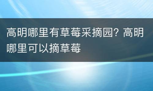 高明哪里有草莓采摘园? 高明哪里可以摘草莓