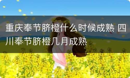 重庆奉节脐橙什么时候成熟 四川奉节脐橙几月成熟