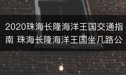 2020珠海长隆海洋王国交通指南 珠海长隆海洋王国坐几路公交车