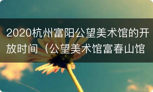 2020杭州富阳公望美术馆的开放时间（公望美术馆富春山馆）