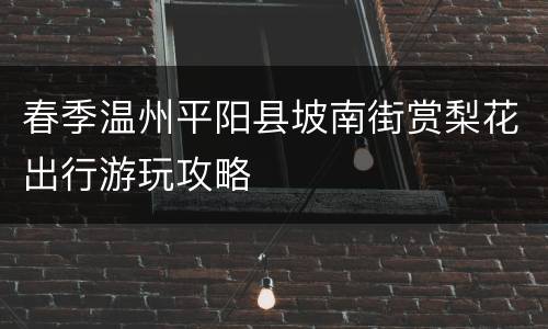 春季温州平阳县坡南街赏梨花出行游玩攻略
