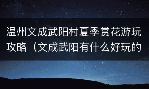 温州文成武阳村夏季赏花游玩攻略（文成武阳有什么好玩的）