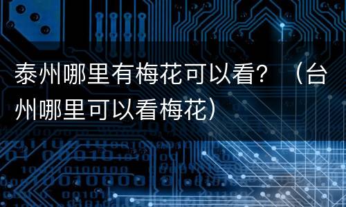 泰州哪里有梅花可以看？（台州哪里可以看梅花）