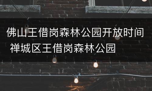 佛山王借岗森林公园开放时间 禅城区王借岗森林公园