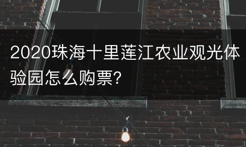 2020珠海十里莲江农业观光体验园怎么购票？