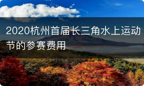 2020杭州首届长三角水上运动节的参赛费用