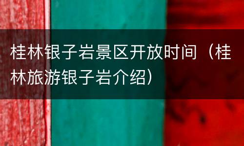 桂林银子岩景区开放时间（桂林旅游银子岩介绍）