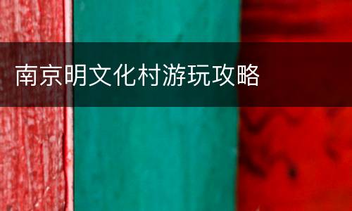 南京明文化村游玩攻略