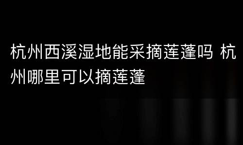 杭州西溪湿地能采摘莲蓬吗 杭州哪里可以摘莲蓬