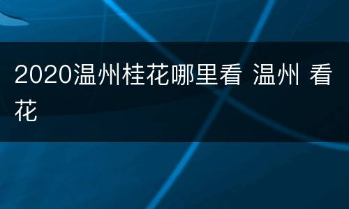 2020温州桂花哪里看 温州 看花