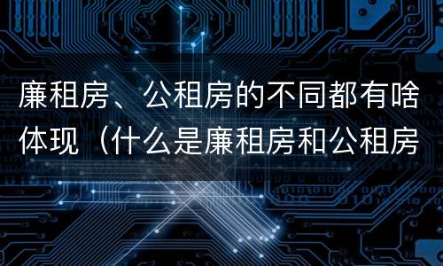 廉租房、公租房的不同都有啥体现（什么是廉租房和公租房两个有什么特点）
