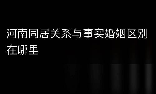 河南同居关系与事实婚姻区别在哪里