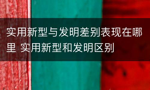 实用新型与发明差别表现在哪里 实用新型和发明区别