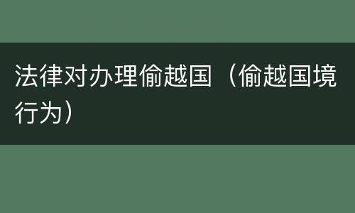 法律对办理偷越国（偷越国境行为）