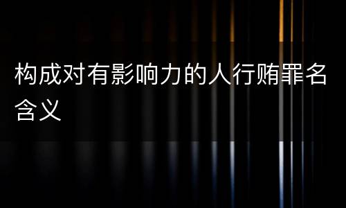 构成对有影响力的人行贿罪名含义