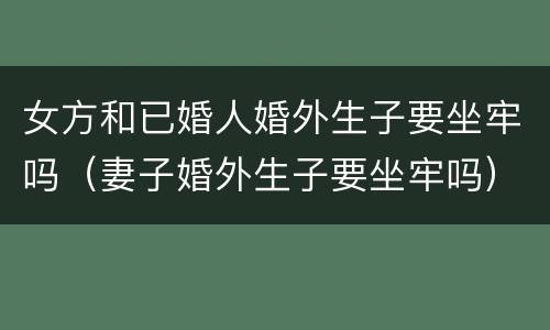 女方和已婚人婚外生子要坐牢吗（妻子婚外生子要坐牢吗）