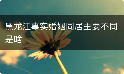 黑龙江事实婚姻同居主要不同是啥