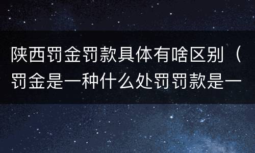 陕西罚金罚款具体有啥区别（罚金是一种什么处罚罚款是一种什么处罚）