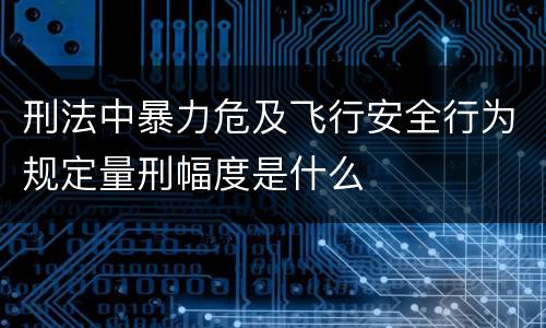 刑法中暴力危及飞行安全行为规定量刑幅度是什么