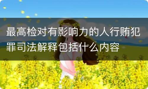最高检对有影响力的人行贿犯罪司法解释包括什么内容