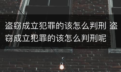 盗窃成立犯罪的该怎么判刑 盗窃成立犯罪的该怎么判刑呢