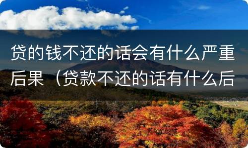 贷的钱不还的话会有什么严重后果（贷款不还的话有什么后果）