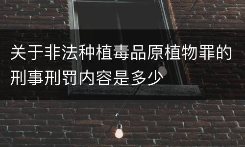 关于非法种植毒品原植物罪的刑事刑罚内容是多少