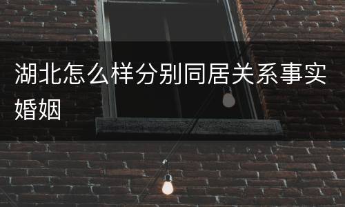 湖北怎么样分别同居关系事实婚姻