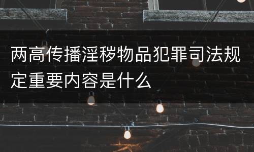 两高传播淫秽物品犯罪司法规定重要内容是什么