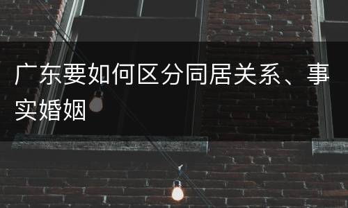 广东要如何区分同居关系、事实婚姻