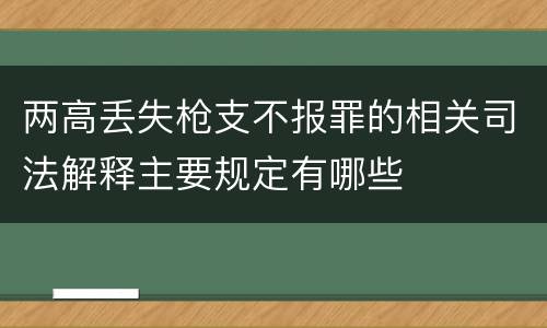 两高丢失枪支不报罪的相关司法解释主要规定有哪些