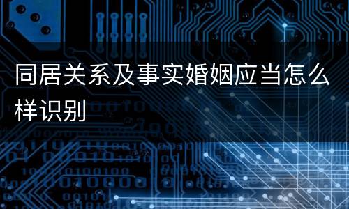 同居关系及事实婚姻应当怎么样识别