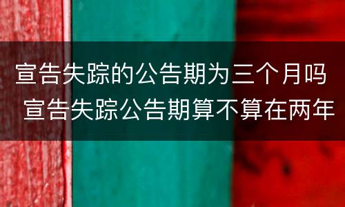 宣告失踪的公告期为三个月吗 宣告失踪公告期算不算在两年里
