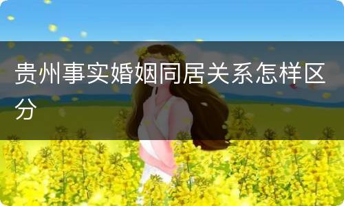 贵州事实婚姻同居关系怎样区分