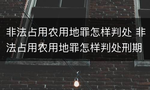 非法占用农用地罪怎样判处 非法占用农用地罪怎样判处刑期