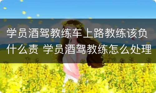 学员酒驾教练车上路教练该负什么责 学员酒驾教练怎么处理