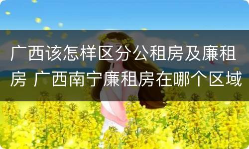 广西该怎样区分公租房及廉租房 广西南宁廉租房在哪个区域
