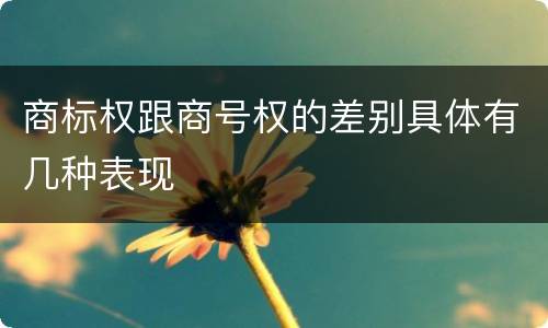 商标权跟商号权的差别具体有几种表现