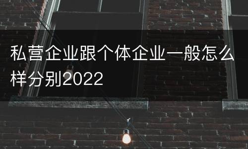 私营企业跟个体企业一般怎么样分别2022