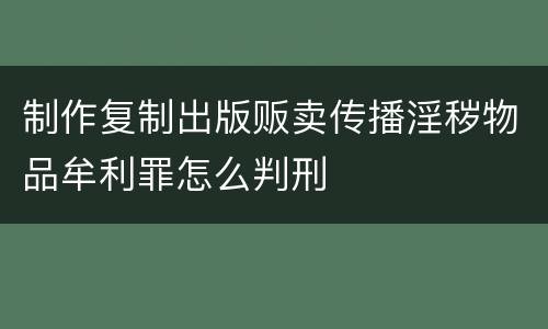 制作复制出版贩卖传播淫秽物品牟利罪怎么判刑