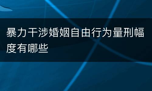 暴力干涉婚姻自由行为量刑幅度有哪些