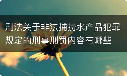 刑法关于非法捕捞水产品犯罪规定的刑事刑罚内容有哪些