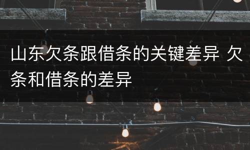 山东欠条跟借条的关键差异 欠条和借条的差异