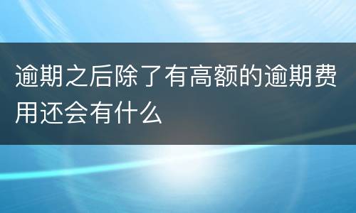 逾期之后除了有高额的逾期费用还会有什么