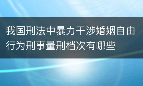 我国刑法中暴力干涉婚姻自由行为刑事量刑档次有哪些