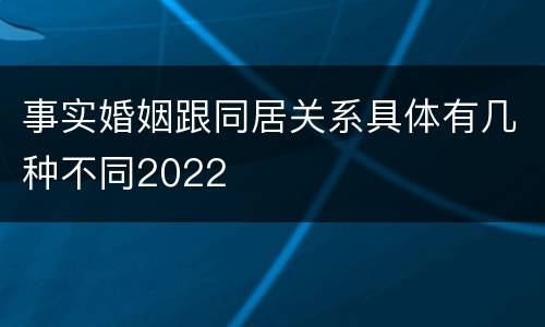 事实婚姻跟同居关系具体有几种不同2022