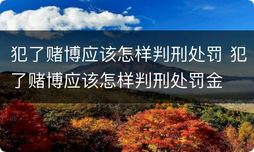 犯了赌博应该怎样判刑处罚 犯了赌博应该怎样判刑处罚金