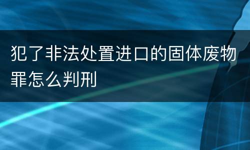 犯了非法处置进口的固体废物罪怎么判刑