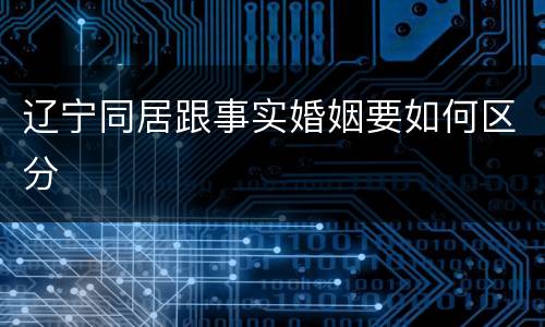 辽宁同居跟事实婚姻要如何区分