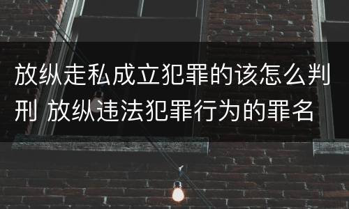 放纵走私成立犯罪的该怎么判刑 放纵违法犯罪行为的罪名